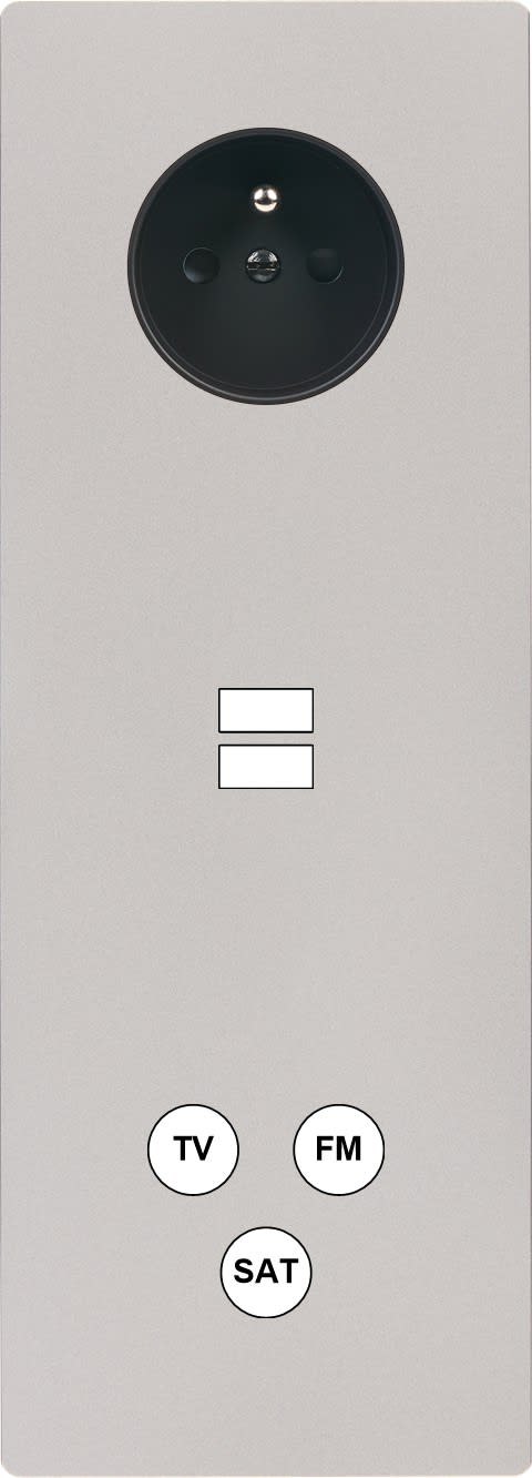 MODELEC - Façade "M" Nickel Sable Triple Verti 1 Prise 1 Chargeur USB 1 Tv-Fm-Sat magnétiq