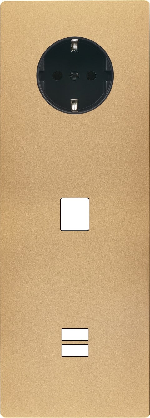 MODELEC - Façade M Laiton-Sab Triple Verti 1 Prise Schuko 1 Media 1 Chargeur USB magnétiq