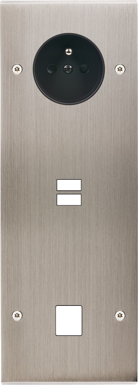 MODELEC - Façade Confidence Laiton Nickel Satine Triple Verticale PC U1 M1 Vis