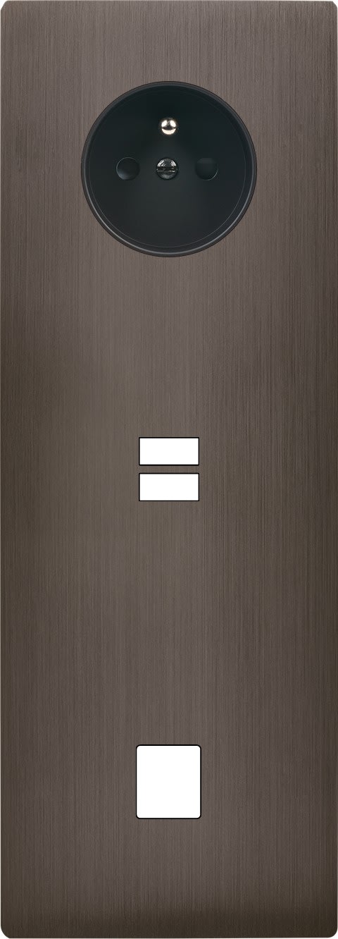 MODELEC - Façade "M" Laiton Canon Fusil Tripl Verti 1 Prise 1 Chargeur USB 1 Media Sansvis