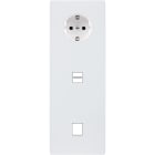 MODELEC - Façade "M" Blanc Mat Triple Verti 1 Prise Schuko 1 Chargeur USB 1 Media magnétiq