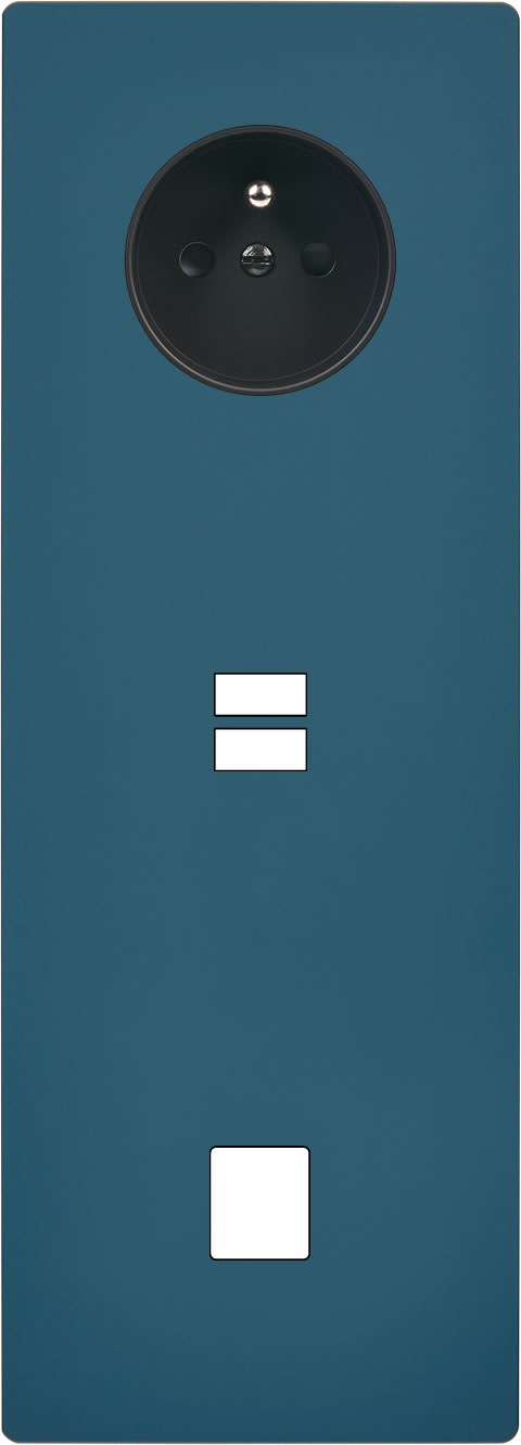 MODELEC - Façade "M" Gris Mat Triple Verticale 1 Prise 1 Chargeur USB 1 Media magnétique