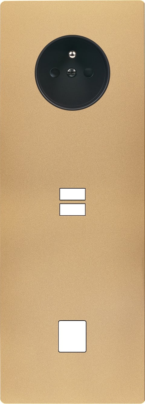 MODELEC - Façade "M" Laiton Sable Triple Verticale 1 Prise 1 Chargeur USB 1 Media magnétiq