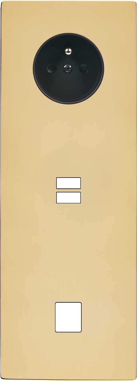 MODELEC - Façade "M" Laiton Miroir Triple Vertical 1 Prise 1 Chargeur USB 1 Media magnétiq