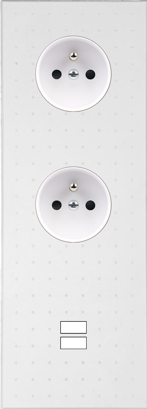 MODELEC - Façade Empreintes POINT Blanc Triple Verti 2 Prises de Courant Chargeur USB M