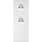 MODELEC - Façade Empreintes POINT Blanc Triple Verti 2 Prises de Courant Chargeur USB M