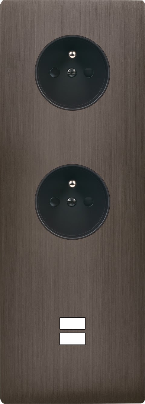 MODELEC - Façade "M" Laiton Canon Fusil Tripl Verti 1 Prise 1 Prise 1 Chargeur USB Sansvis