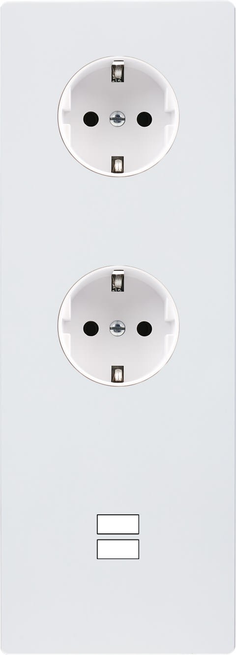 MODELEC - Façade M Blanc Mat Triple Verticale 2 Prises Schuko 1 Chargeur USB magnétique