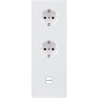 MODELEC - Façade M Blanc Mat Triple Verticale 2 Prises Schuko 1 Chargeur USB magnétique