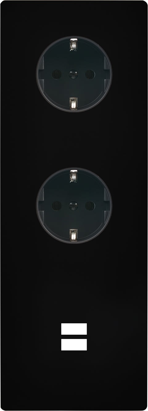 MODELEC - Façade M Noir Mat Triple Verticale 2 Prises Schuko 1 Chargeur USB magnétique