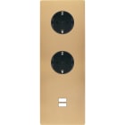 MODELEC - Façade M Laiton Sable Triple Verticale 2 Prises Schuko 1 Chargeur USB magnétique
