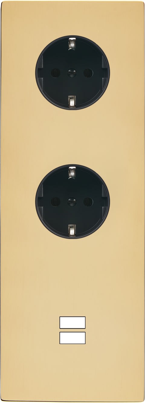 MODELEC - Façade M Laiton Miroir Triple Verticale 2 Prises Schuko 1 Chargeur USB magnétiq