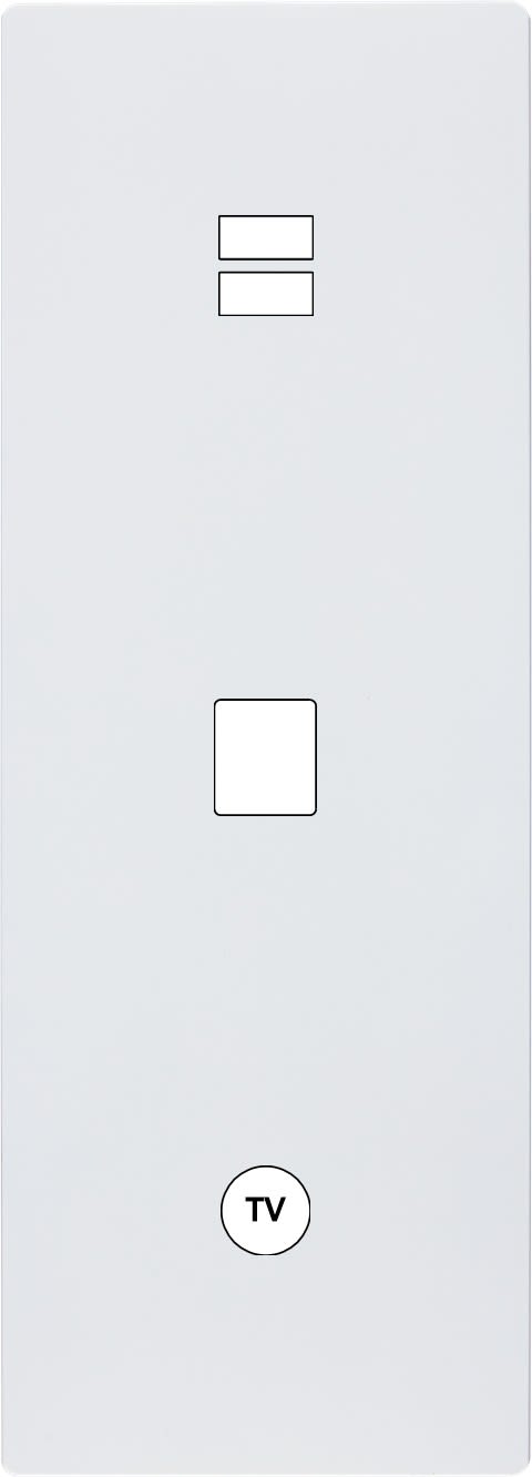 MODELEC - Façade "M" Blanc Mat Triple Verticale 1 Chargeur USB 1 Media 1 Prise Tv magnétiq