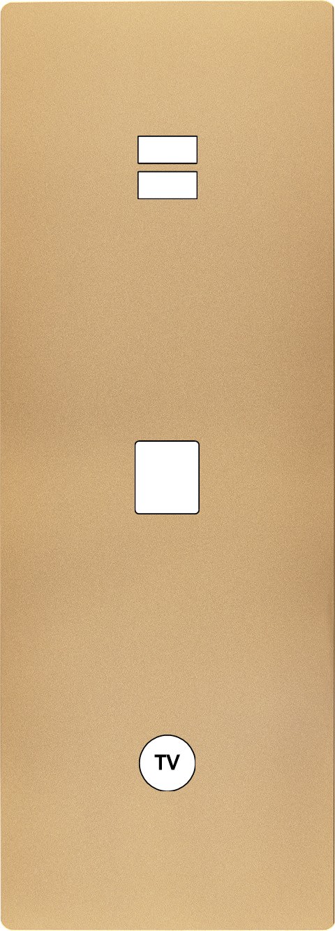 MODELEC - Façade "M" Laiton Sable Triple Vertic 1 Chargeur USB 1 Media 1 Prise Tv magnétiq