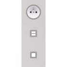MODELEC - Façade Empreintes VOLUME Blanc Triple Verti Prise 2P+T Chargeur USB 1 bouton M