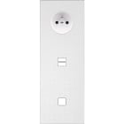 MODELEC - Façade Empreintes POINT Blanc Triple Verti Prise 2P+T Chargeur USB 1 bouton M