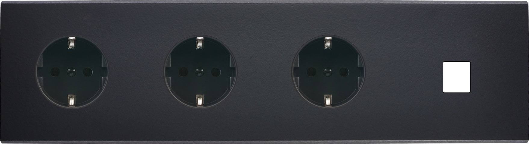 MODELEC - Façade Confidence Laiton Noir Mat Quadruple Horizontale 3Xpck M1