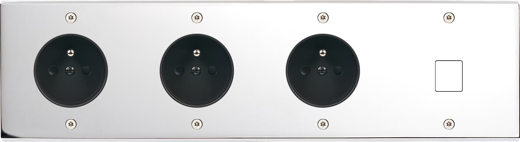 MODELEC - Façade Confidence Laiton Chrome Quadruple Horizontale PC Pc PC M1 à Vis