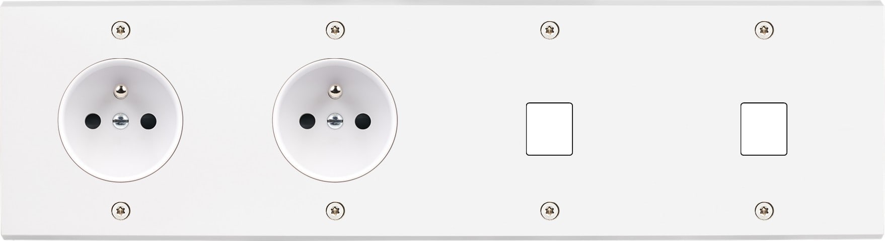 MODELEC - Façade Confidence Laiton Blanc Mat Quadruple Horizontale PC Pc M1 M1 à Vis