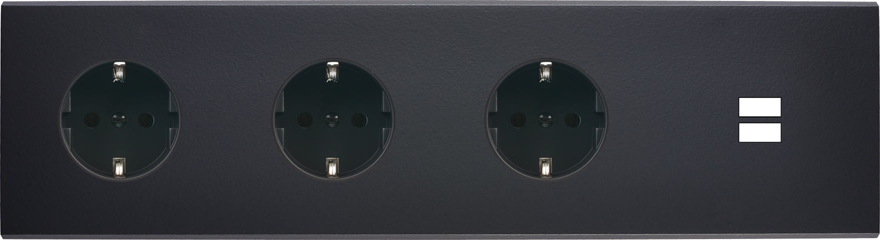 MODELEC - Façade Confidence Laiton Noir Mat Quadruple Horizontale 3Xpck U1