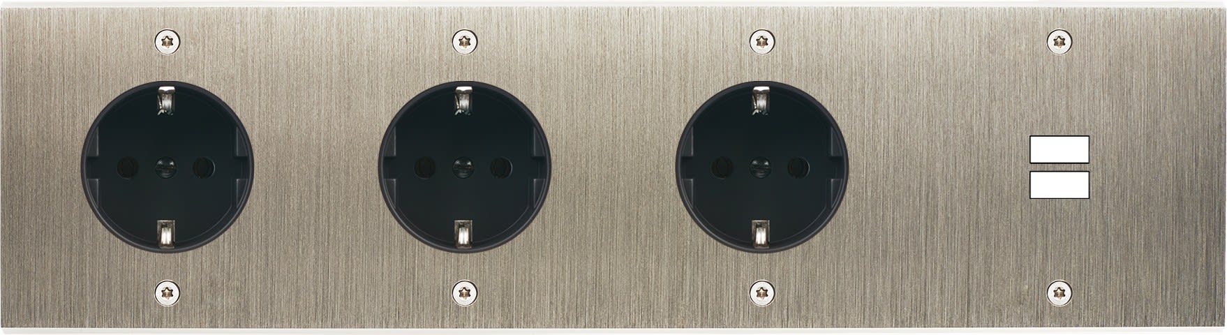 MODELEC - Façade Confidence Laiton Acier Brosse Quadruple Horizontale 3Xpck U1 Vis