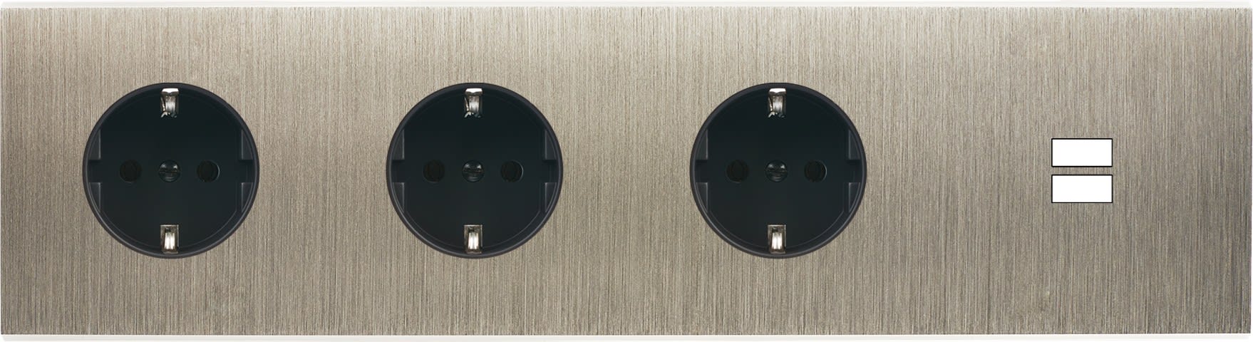 MODELEC - Façade Confidence Laiton Acier Brosse Quadruple Horizontale 3Xpck U1