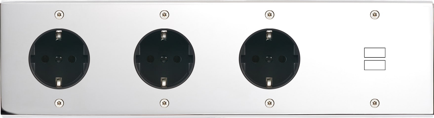 MODELEC - Façade Confidence Laiton Chrome Quadruple Horizontale 3Xpck U1 Vis