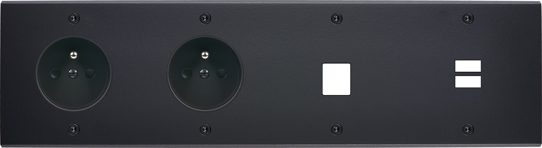 MODELEC - Façade Confidence Laiton Noir Mat Quadruple Horizontale PC Pc M1 U1 Vis