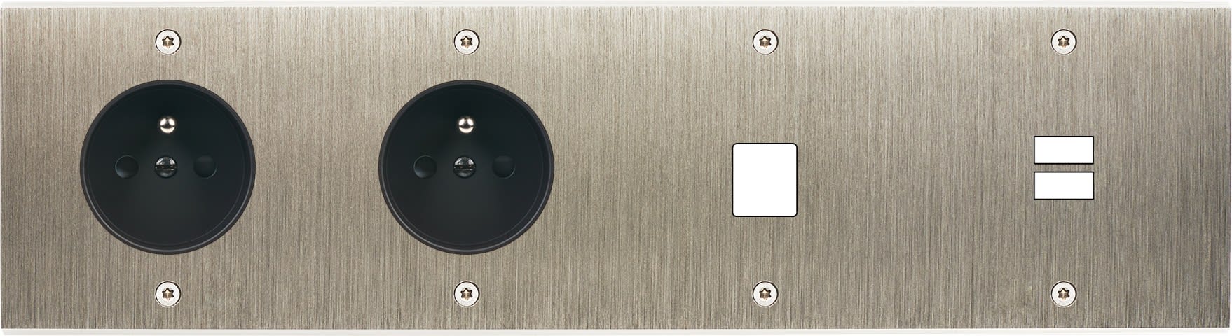 MODELEC - Façade Confidence Laiton Acier Brosse Quadruple Horizontale PC Pc M1 U1 Vis