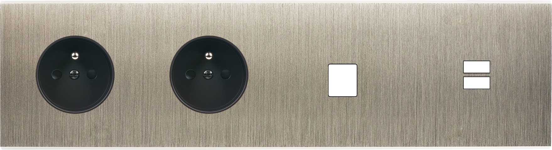 MODELEC - Façade Confidence Laiton Acier Brosse Quadruple Horizontale PC Pc M1 U1