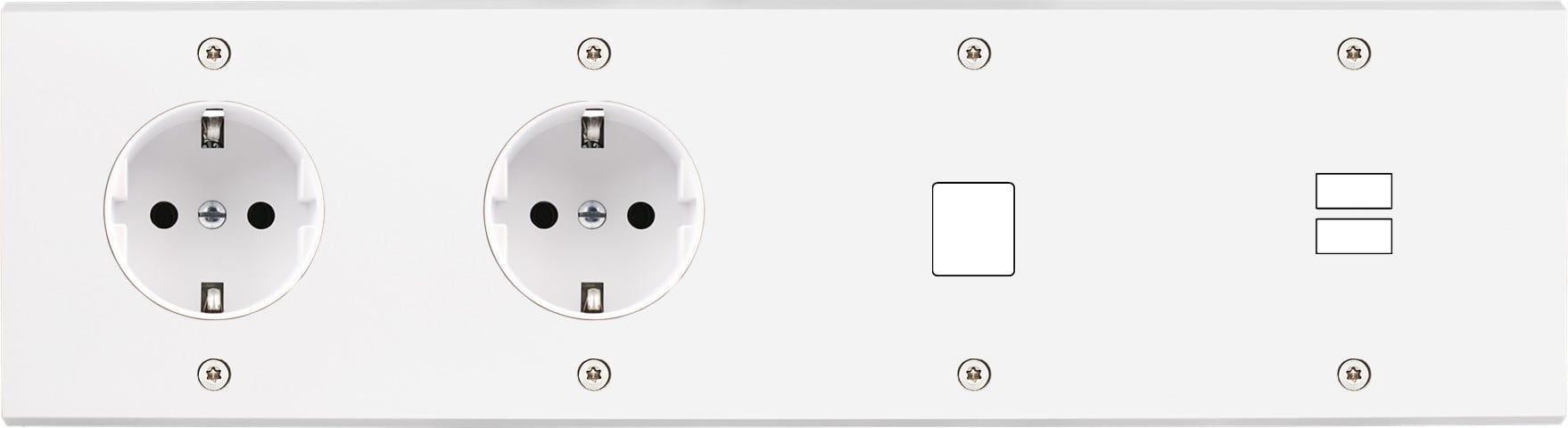 MODELEC - Façade Confidence Laiton Blanc Mat Quadruple Horizontale PCK Pck M1 U1 Vis