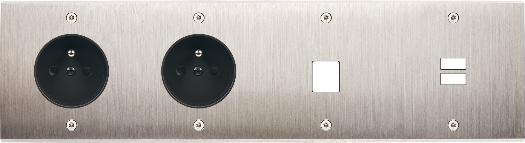 MODELEC - Façade Confidence Laiton Nickel Satine Quadruple Horizontale PC Pc M1 U1 Vis