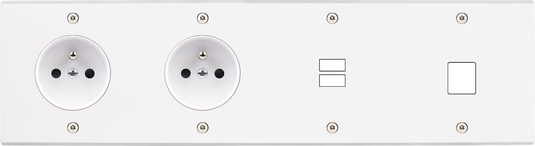 MODELEC - Façade Confidence Laiton Blanc Mat Quadruple Horizontale PC Pc U1 M1 Vis