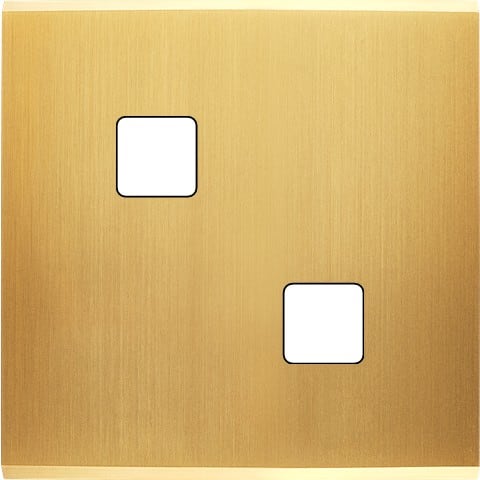 MODELEC - Façade Confidence Laiton Satiné simple pour 2 boutons damier carré, magn