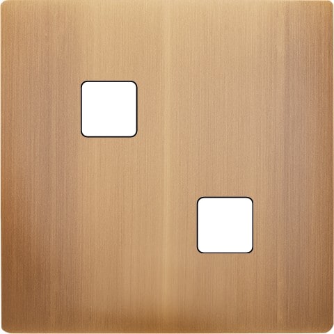 MODELEC - Façade "M" laiton Vieux Bronze simple pour 2 boutons damier carré, magnétique