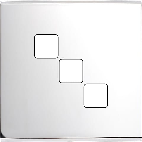 MODELEC - Façade Confidence laiton Chrome simple pour 3 boutons damier carré, magnétique