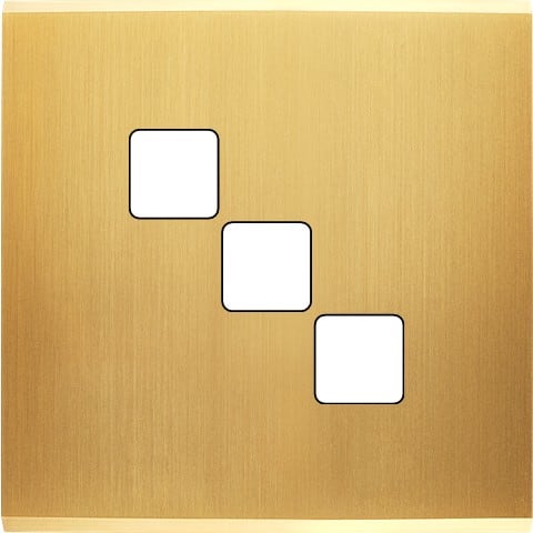 MODELEC - Façade Confidence Laiton Satiné simple pour 3 boutons damier carré, magn