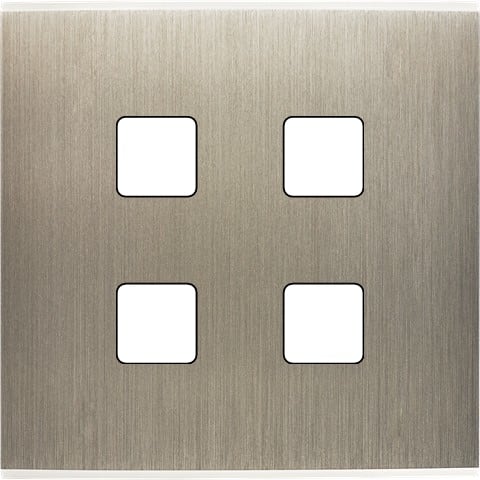 MODELEC - Façade Confidence laiton Acier Brossé simple pour 4 boutons damier carré, magn