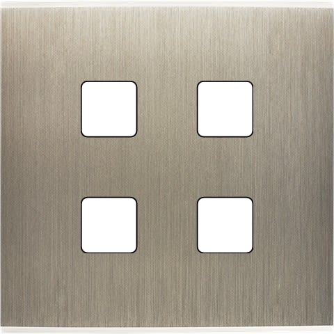 MODELEC - Façade Confidence laiton Acier Brossé simple pour 4 boutons damier carré, magn