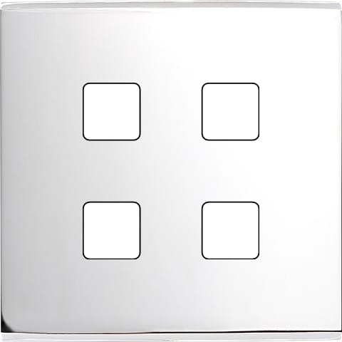 MODELEC - Façade Confidence laiton Chrome simple pour 4 boutons damier carré, magnétique