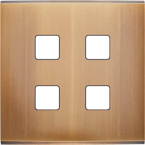 MODELEC - Façade Confidence laiton Vieux Bronze simple pour 4 boutons damier carré, magn