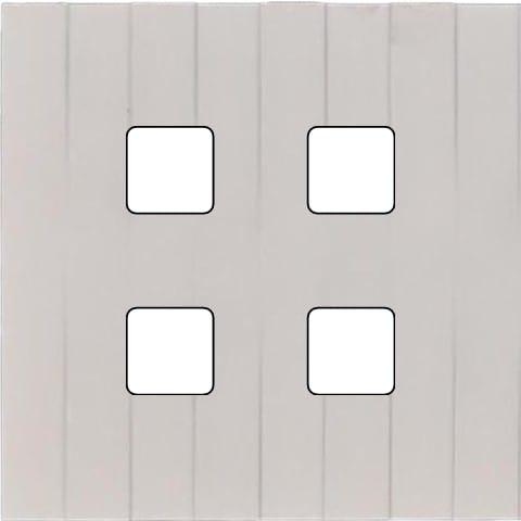 MODELEC - Façade Empreintes LIGNE Blanc Simple 4 boutons carrés, magnétique