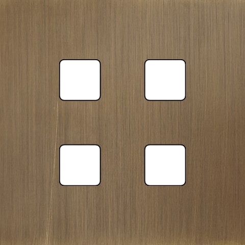MODELEC - Façade Empreintes PLAN Vieux Bronze Simple 4 boutons carrés, magnétique