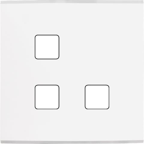 MODELEC - Façade Confidence laiton Blanc Mat simple pour 3 boutons damier carré en L, mag