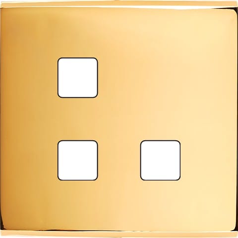 MODELEC - Façade Confidence laiton Or Miroir simple pour 3 boutons damier carré en L, magn
