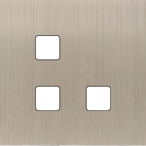MODELEC - Façade Empreintes PLAN Nickel Satiné Simple 3 boutons carrés en L, magnétique