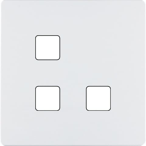 MODELEC - Façade "M" Aluminium Blanc Mat simple pour 3 boutons damier carré en L