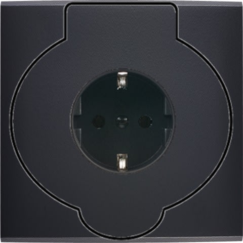 MODELEC - Façade Confidence Laiton Noir Mat Simple Prise Sol Prise 2P+Tk