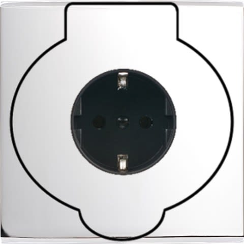 MODELEC - Façade Confidence Laiton Chrome Miroir Simple Prise Sol Pck