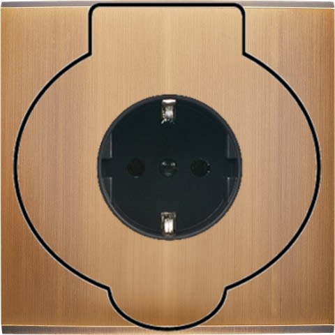 MODELEC - Façade Confidence Laiton Vieux Bronze Simple Prise Sol Pck